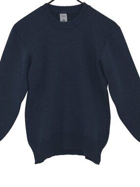 1976–1985, Pure-New-Wool Stockinette Crew-Neck with Rib-Compression